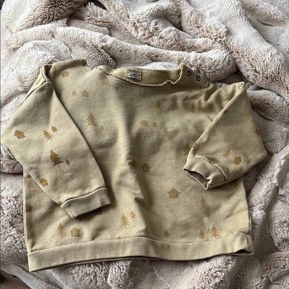 Kid wild Cozy Beige Sweatshirt with Tree Print